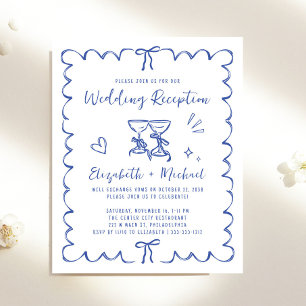 Whimsical Wavy Frame Wedding Reception Invitation