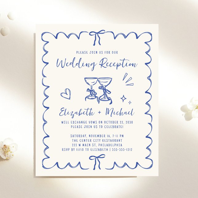 Whimsical Wavy Frame Wedding Reception Invitation (Whimsical Wavy Frame Wedding Reception Invitation)