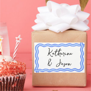 Whimsical Wavy Retro Groovy Thank You Gift Rectangular Sticker