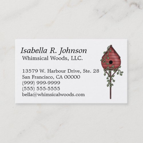 Whimsical Weathered Red Birdhouse with Ivy Business Card