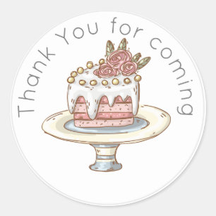 Whimsical Wedding Cake Thank You Favor Classic Round Sticker