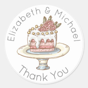 Whimsical Wedding Cake Thank You Favor Stickers