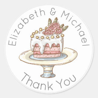 Whimsical Wedding Cake Thank You Favor Stickers
