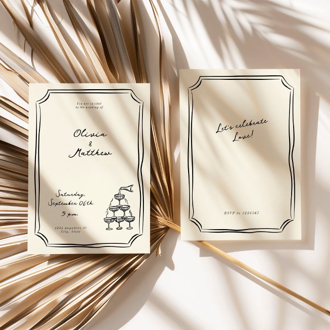 Whimsical Wedding Champagne Tower Invitation (Creator Uploaded)