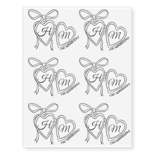 Whimsical Wedding Custom Initial Locket Temporary Tattoos