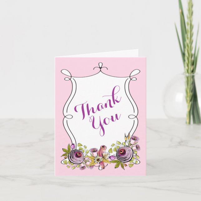 Whimsical Wedding Thank You Note | Florals Card (Front)
