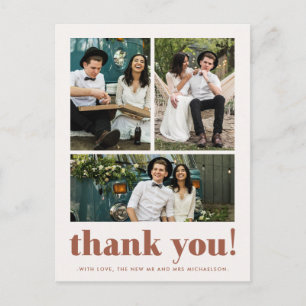 Whimsical Wedding Thank You Terracotta Three Photo Postcard