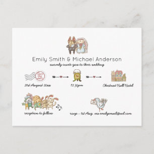 Whimsical Wedding Timeline Doodle Art Invitations