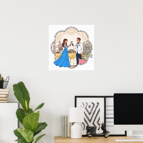 Whimsical Wedding Toast Art Print - Romantic
