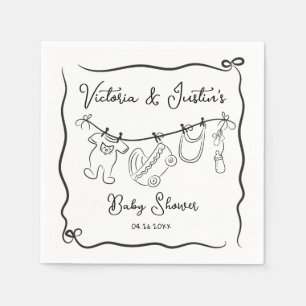 Whimsical Welcome Baby Shower Clothesline Napkins