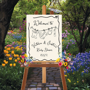 Whimsical Welcome Baby Shower Clothesline Poster