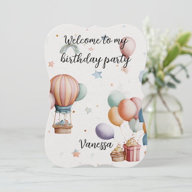 Whimsical "Welcome to My Birthday" Card – Add Name (Standing Front)