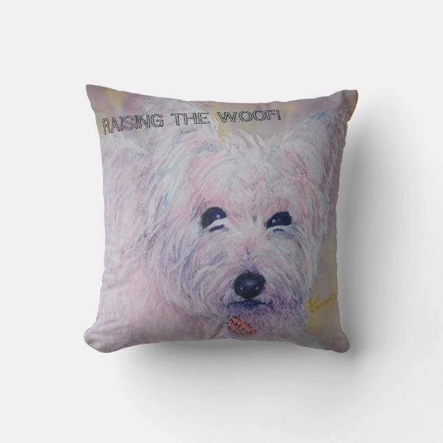WHIMSICAL WEST HIGHLAND TERRIER THROW PILLOW (Front)
