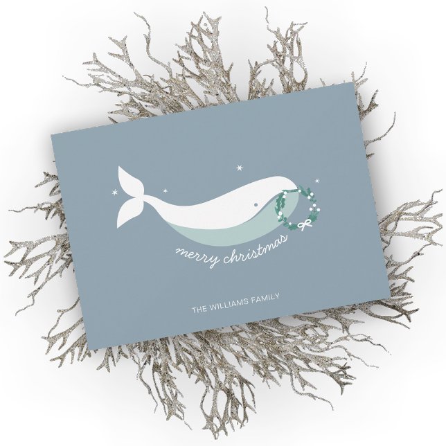 Whimsical Whale Christmas Flat Holiday Card (Creator Uploaded)