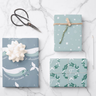 Whimsical Whale Christmas Wrapping Paper Sheets