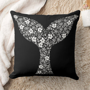 Whimsical Whale Tail: Beauty in Bloom Throw Pillow