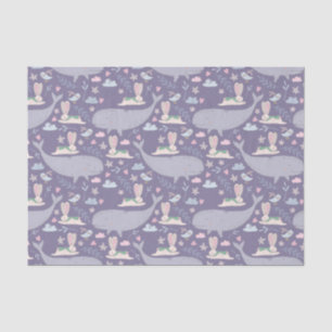 Whimsical whales and bunnies pattern tissue paper