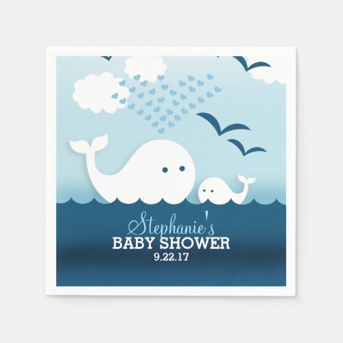 Whimsical Whales boy Baby Shower Napkins