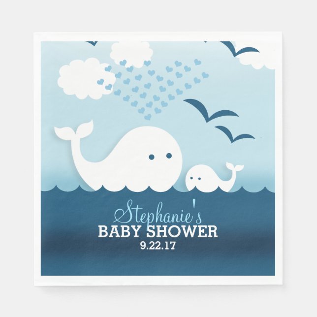 Whimsical Whales (boy) Baby Shower Napkins (Front)