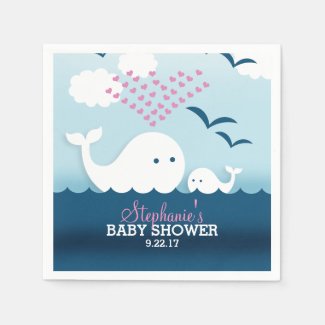 Whimsical Whales (girl) Baby Shower Paper Napkin