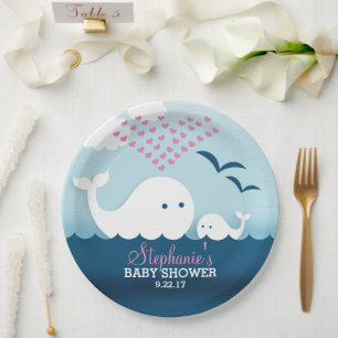 Whimsical Whales (girl) Baby Shower Paper Plates