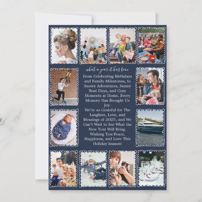 Whimsical What a Year Photo Collage Christmas Card (Back)