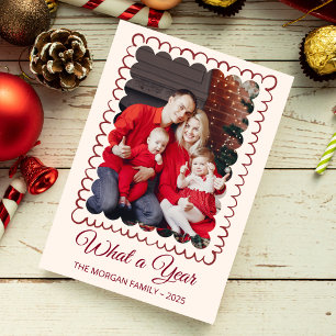 Whimsical What A Year Photo Collage Christmas Holiday Card