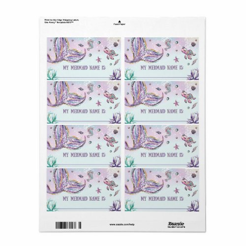 Whimsical Whats Your Mermaid Name Birthday Game  Label