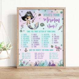 Whimsical What&#39;s Your Merman Name Birthday Game  Poster
