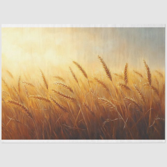 Whimsical Wheat Field Landscape Art Decoupage Tissue Paper (Front)