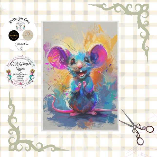 Whimsical Whiskers Abstract Mouse Decoupage Tissue Paper (Creator Uploaded)