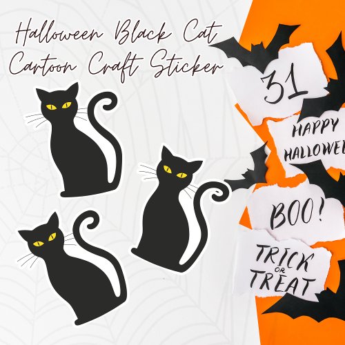 Whimsical Whiskers Black Cat Cartoon Craft Sticker