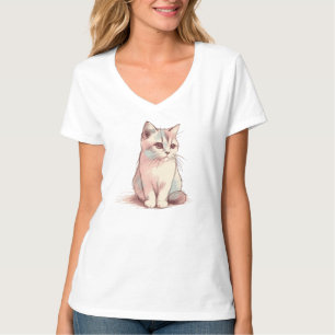 Whimsical Whiskers Cat Sketch T-Shirt