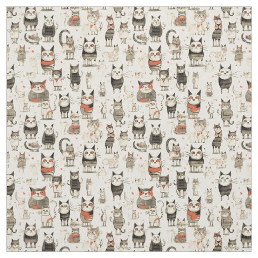 Whimsical Whiskers: Whimsy Cat Fabric