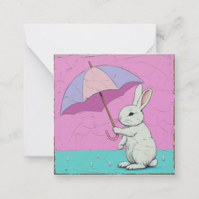 Whimsical Whispers: Share Dreams & Secrets Bunny Note Card (Front)