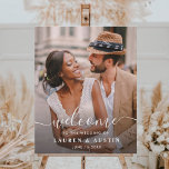 Whimsical White Calligraphy Photo Wedding Welcome  Faux Canvas Print<br><div class="desc">Create your own canvas print wall art with your own wedding,  anniversary,  engagement and special event photos.</div>