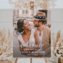 Whimsical White Calligraphy Photo Wedding Welcome  Faux Canvas Print