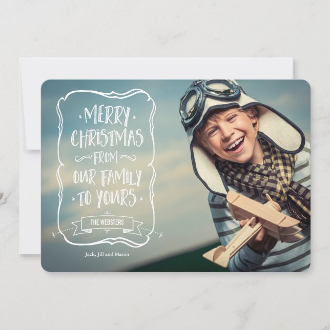 Whimsical White Christmas Greeting to You Holiday Card (Front)