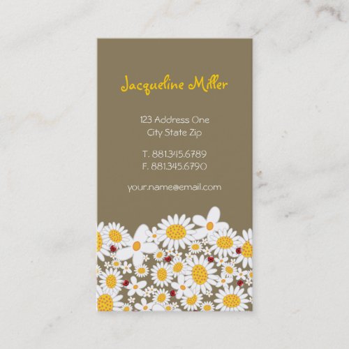 fatfatin White Daisies &amp; Ladybugs Profile Card Business Card