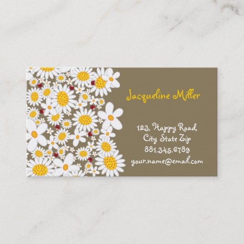 fatfatin White Daisies &amp; Ladybugs Profile Card Business Card