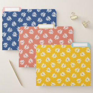 Whimsical White Daisies Floral Pattern File Folder