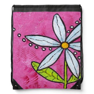 Whimsical White Daisy Flower Pink Backpack