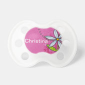 Whimsical White Daisy Flower Pink Pacifier (Front)