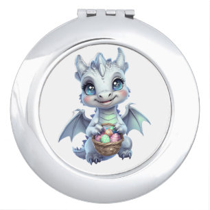 Whimsical White Dragon Easter Compact Mirror