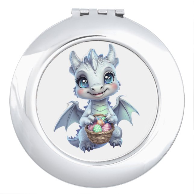 Whimsical White Dragon Easter Compact Mirror (Front)