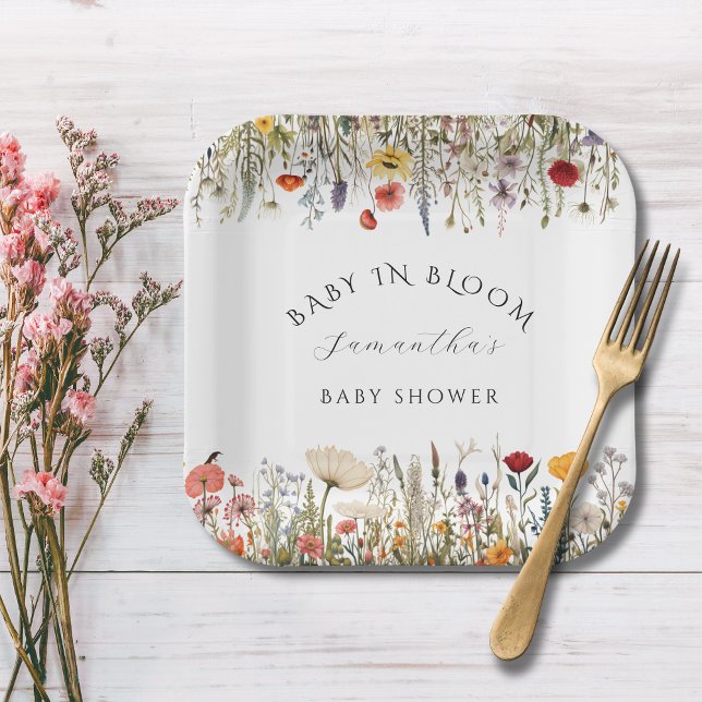Whimsical White Floral Garden Baby in Bloom Shower Paper Plates (Creator Uploaded)
