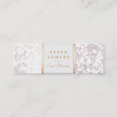 Whimsical White Glitter Bokeh Elegant Gold Frame Business Card