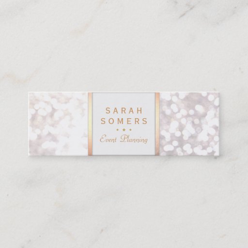 Customizable Whimsical White Glitter Bokeh Elegant Gold Frame Business Card