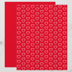 Whimsical White Heart Pattern Scrapbook Paper