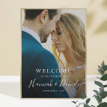 Whimsical White Modern Photo Wedding Welcome Poster at Zazzle